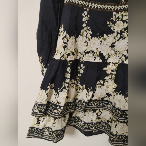 Alice + Olivia cotton valencia min Black and Cream Long Sleeve Dress - Picture 13 of 16